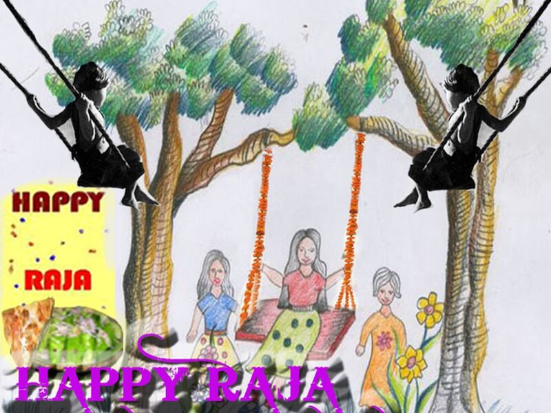 Children on Swings — Green