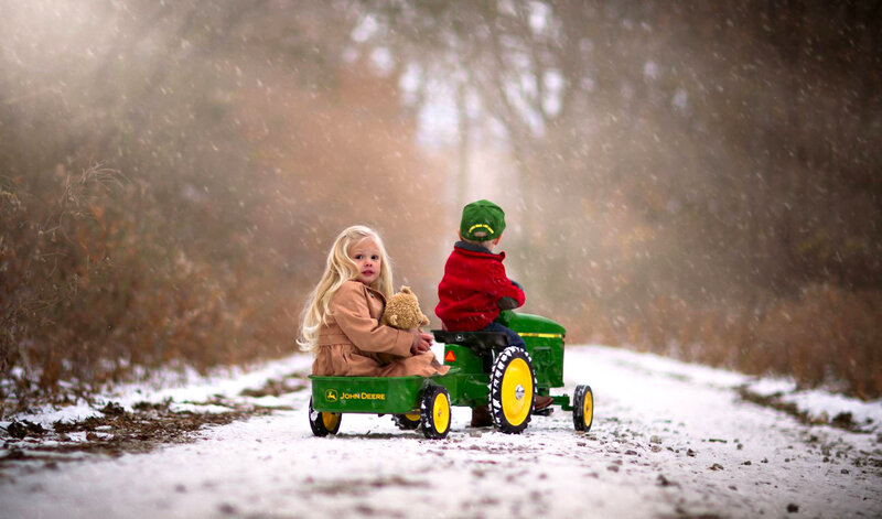 Children on Toy Tractor