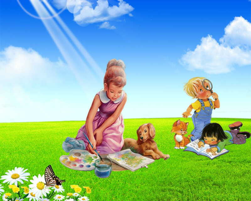 Children Painting Outdoors