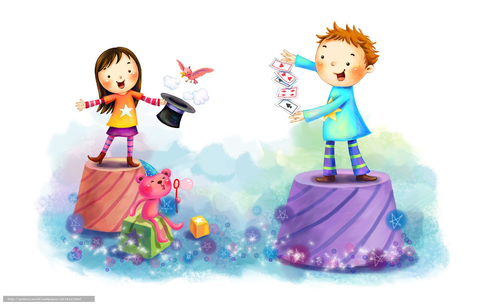 Children performing magic tricks