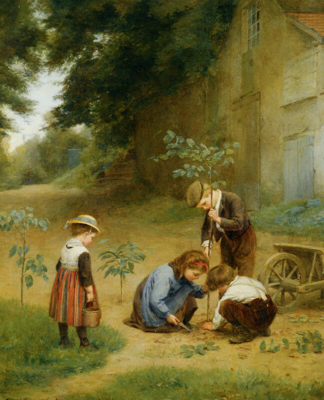 Children planting a tree