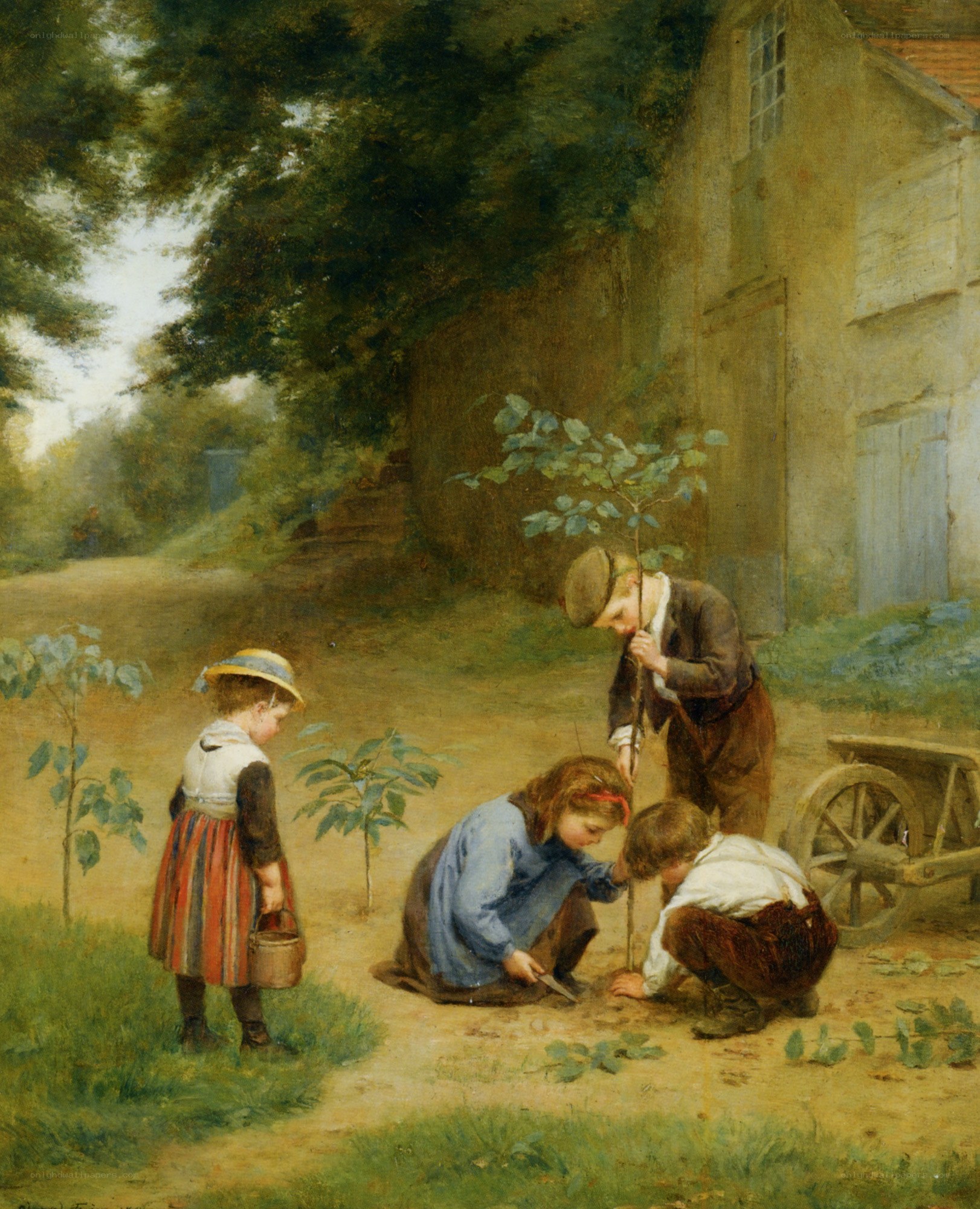 Children planting a tree