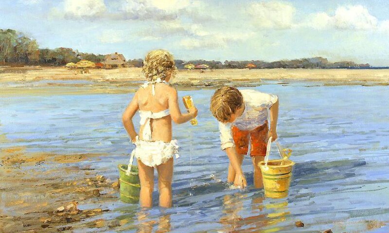 Children Playing at Beach