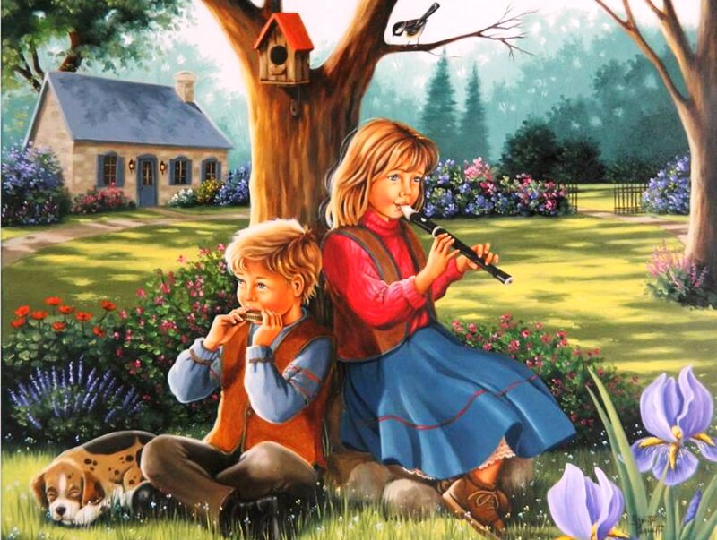 Children Playing Flutes