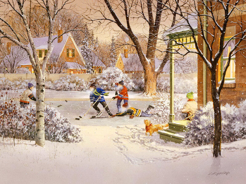 Children Playing Hockey — White, Active