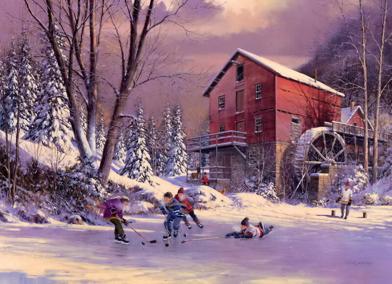 Children Playing Hockey — White, Peaceful