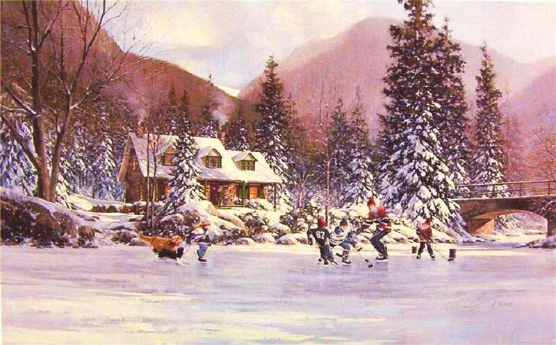 Children Playing Hockey — White, Peaceful, Winter