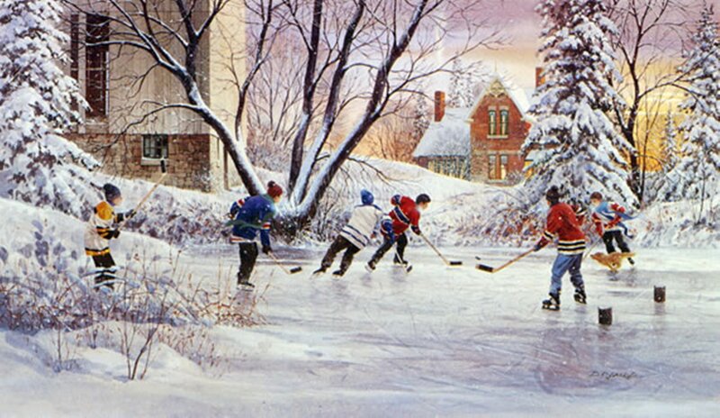 Children Playing Hockey — White