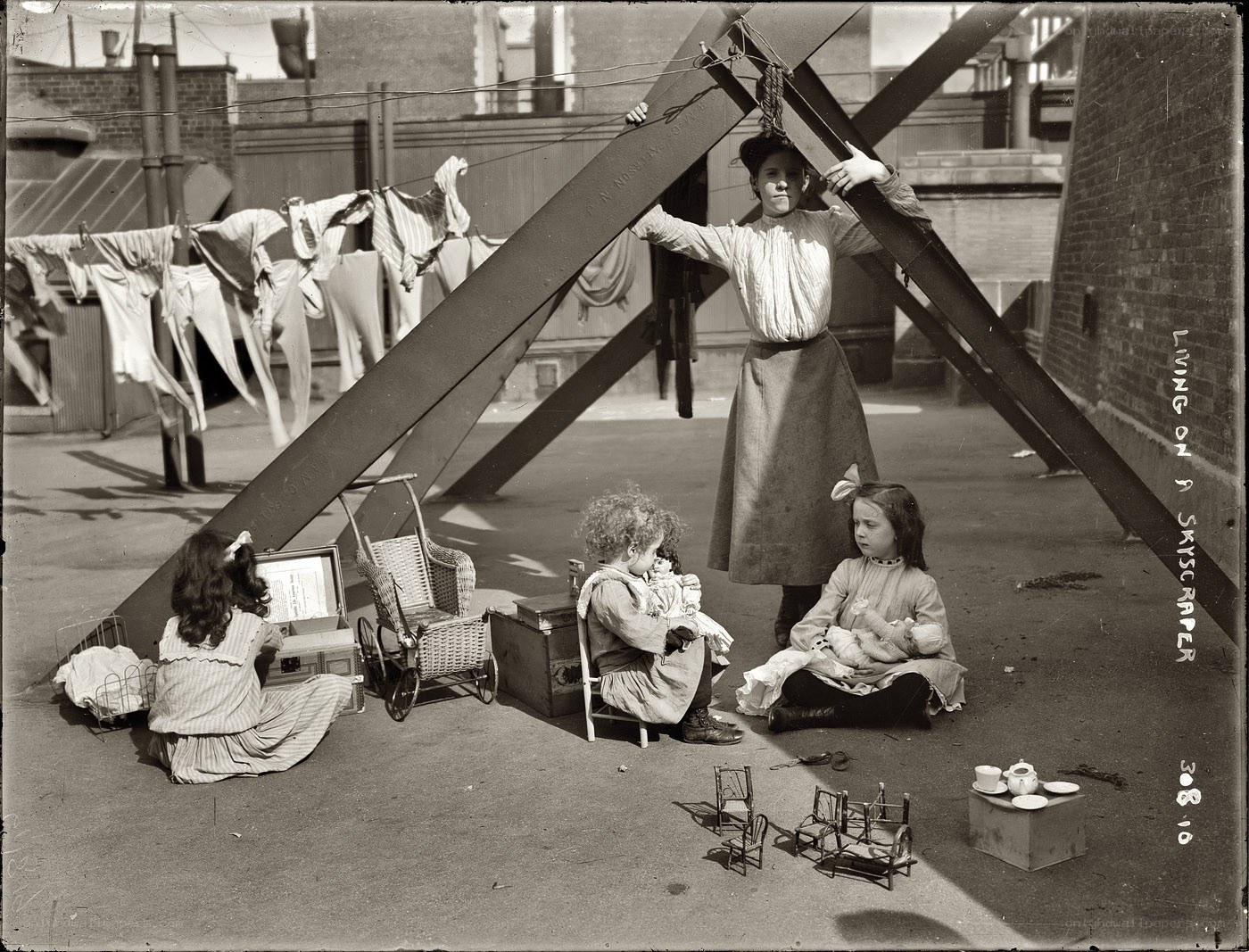 Children playing in a courtyard