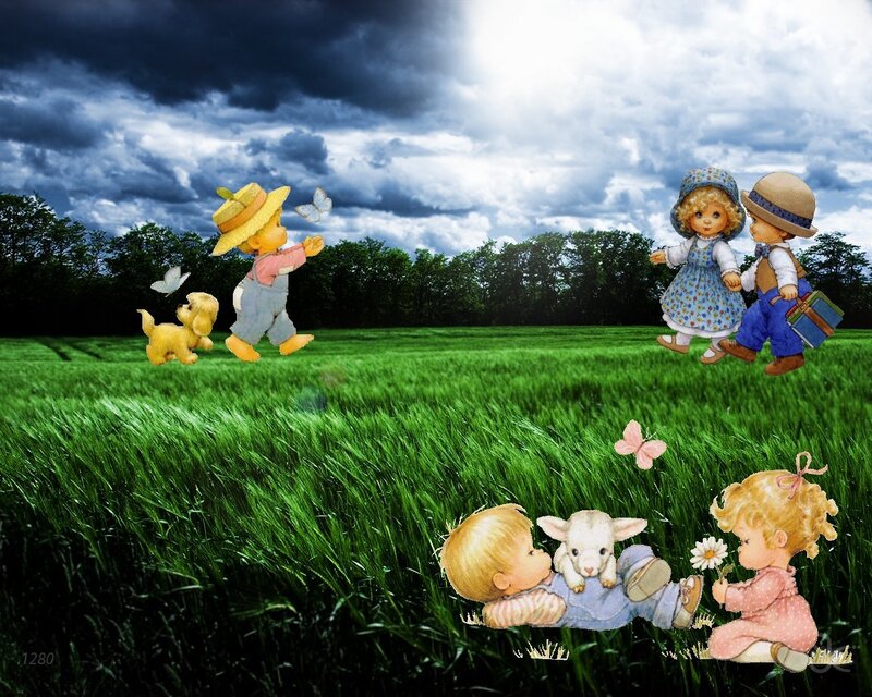 Children playing in a field