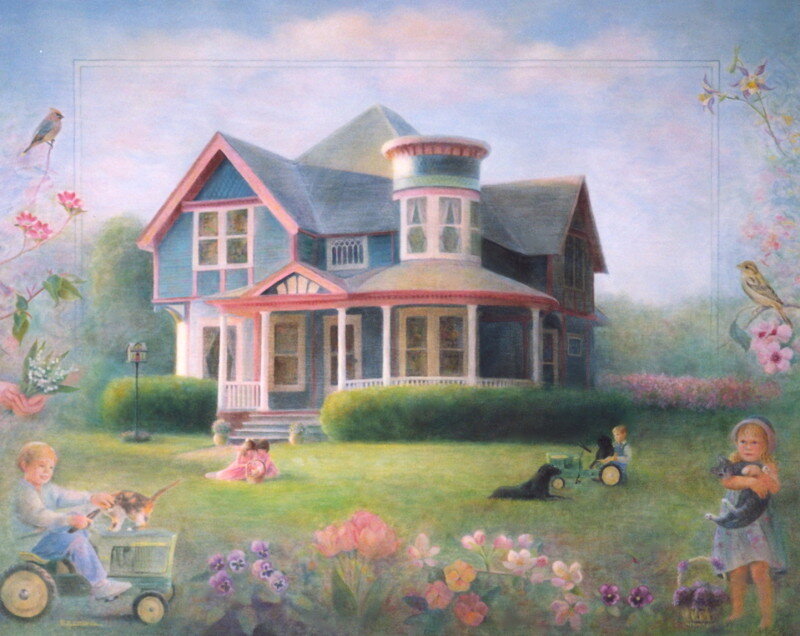 Children playing in a garden