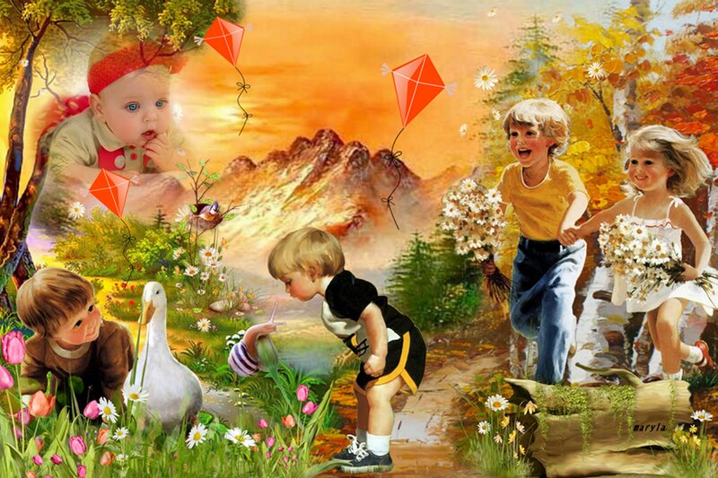 Children Playing in Garden — Orange