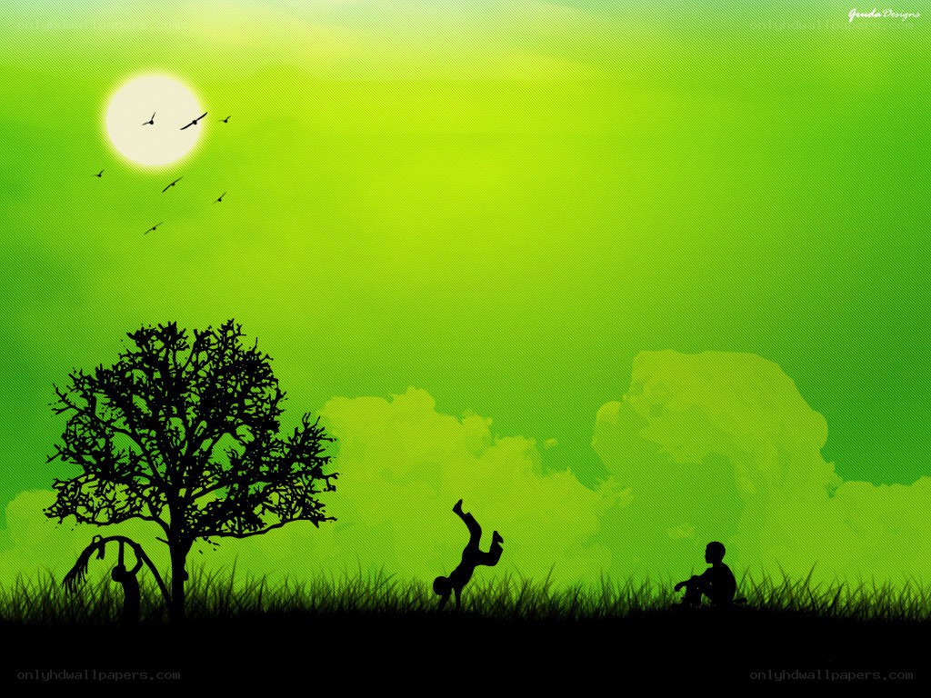 Children playing in green field
