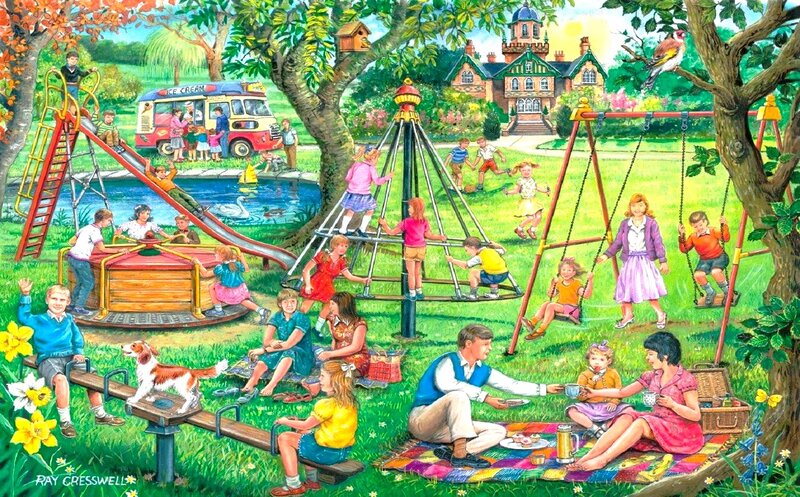 Children Playing in Park — Green, Cheerful