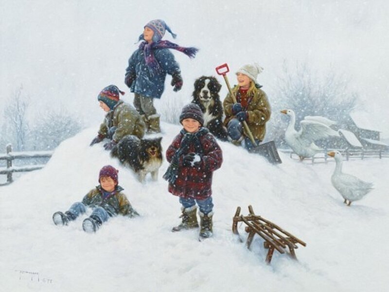 Children playing in snow