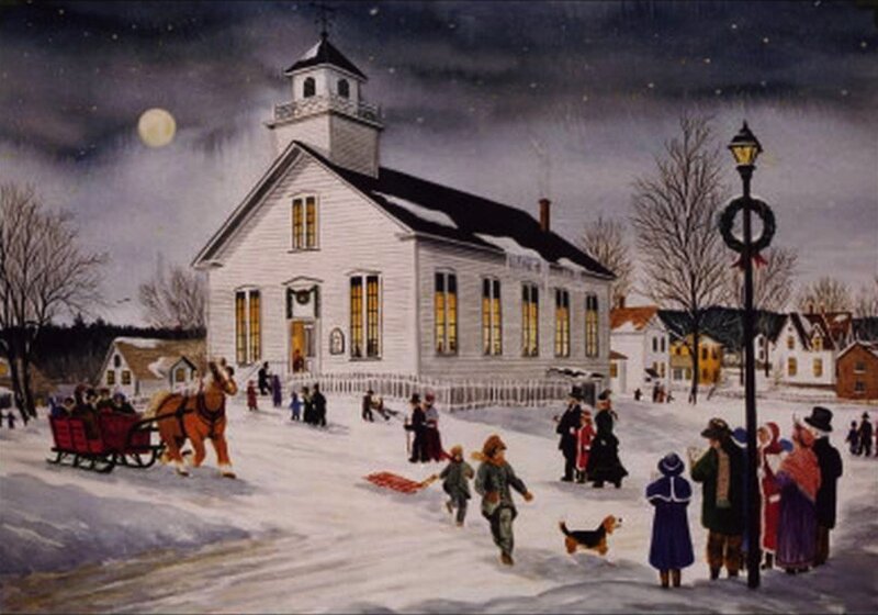 Children Playing in Snow — White, Festive, Night