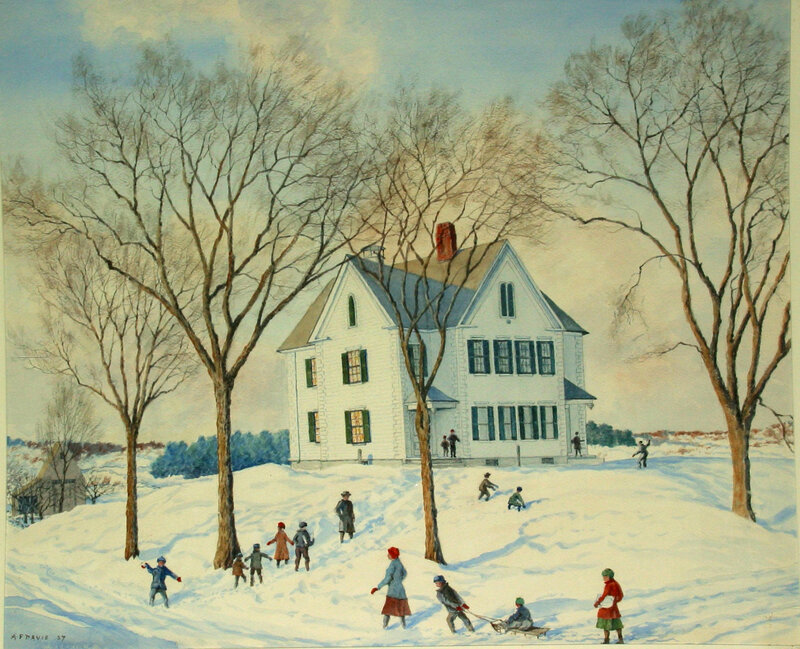 Children Playing in Snow — White, Peaceful
