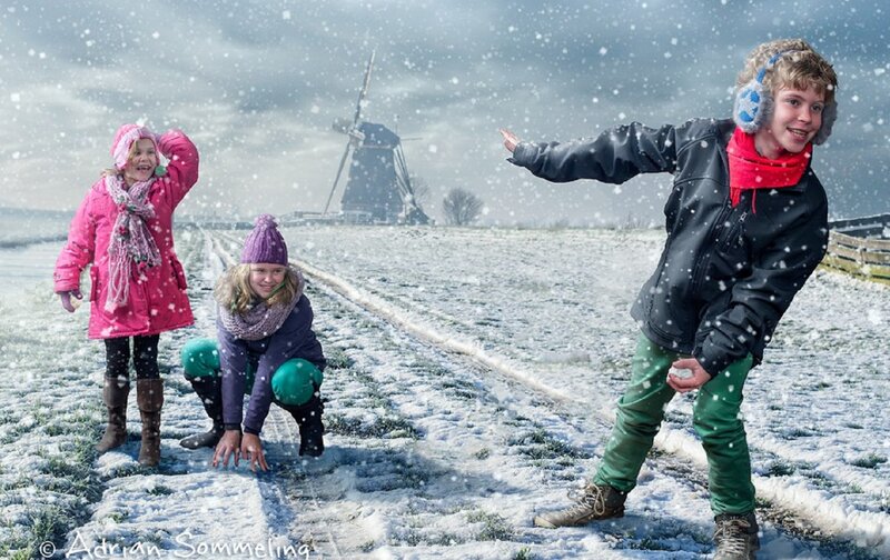 Children Playing in Snow — White, Playful, Winter