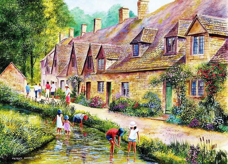 Children Playing in Stream — Green, Peaceful