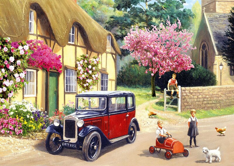 Children Playing in Village — Red