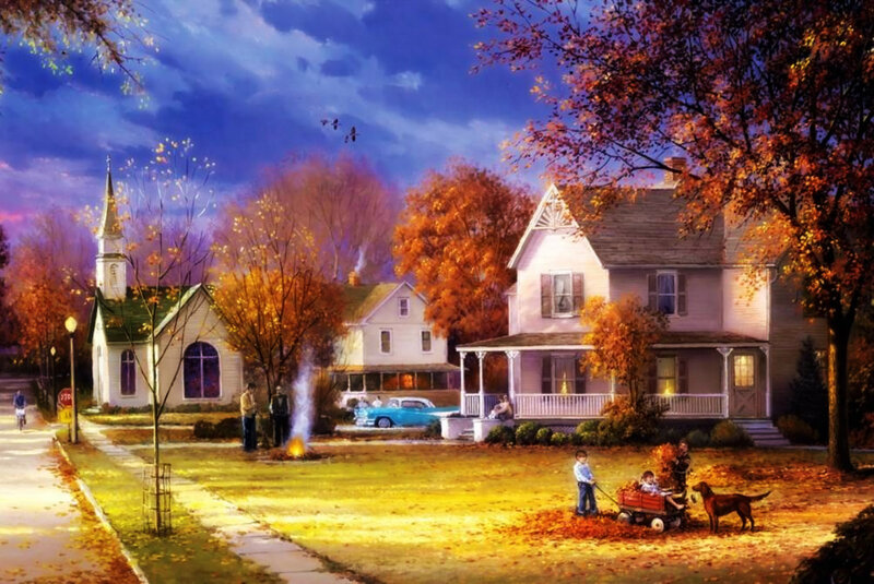 Children Playing in Yard — Orange, Peaceful