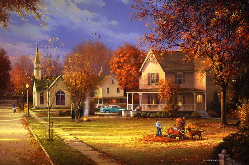 Children Playing in Yard — Orange