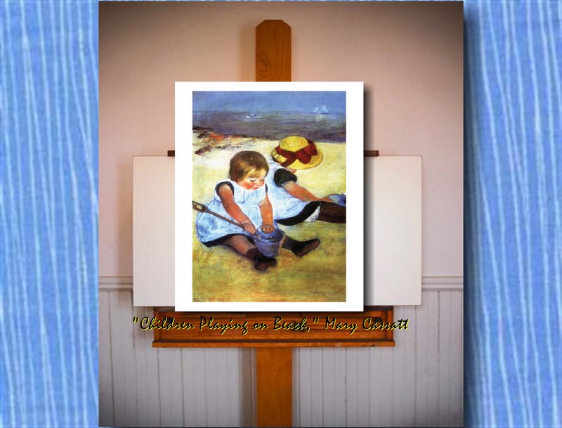 Children Playing on Beach — Blue