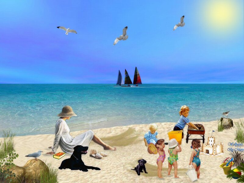 Children Playing on Beach