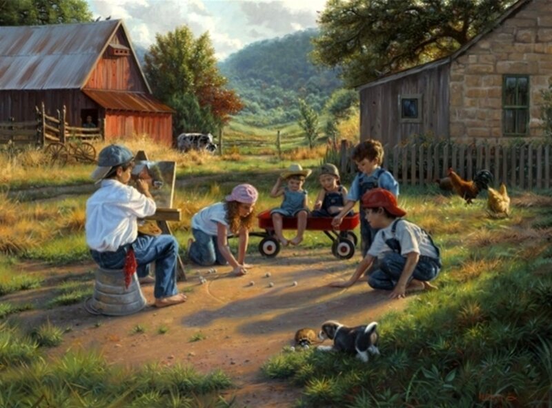 Children Playing on Farm