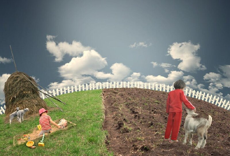 Children Playing on Hill