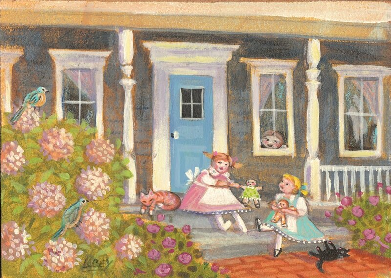 Children playing on porch