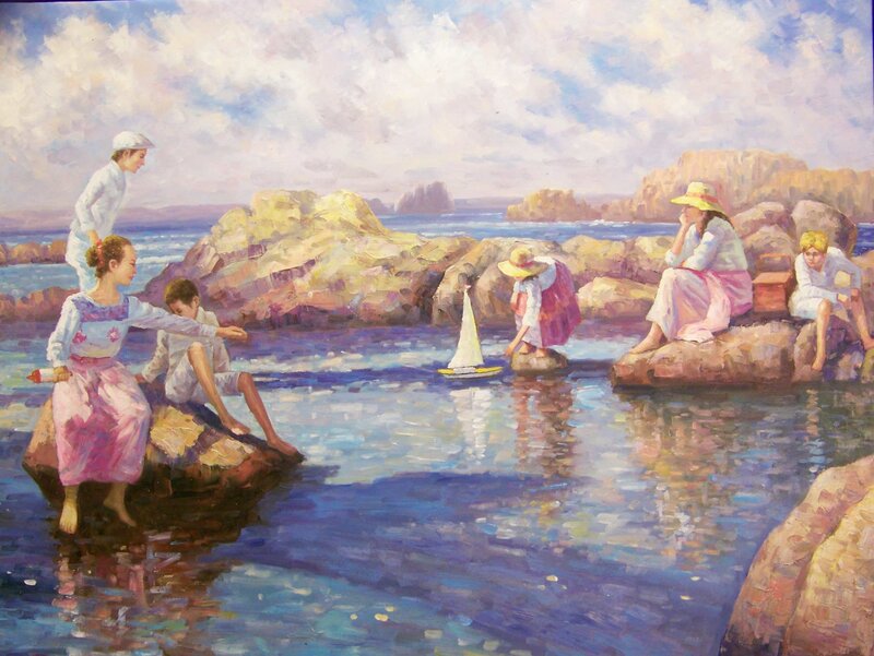 Children Playing on Rocks