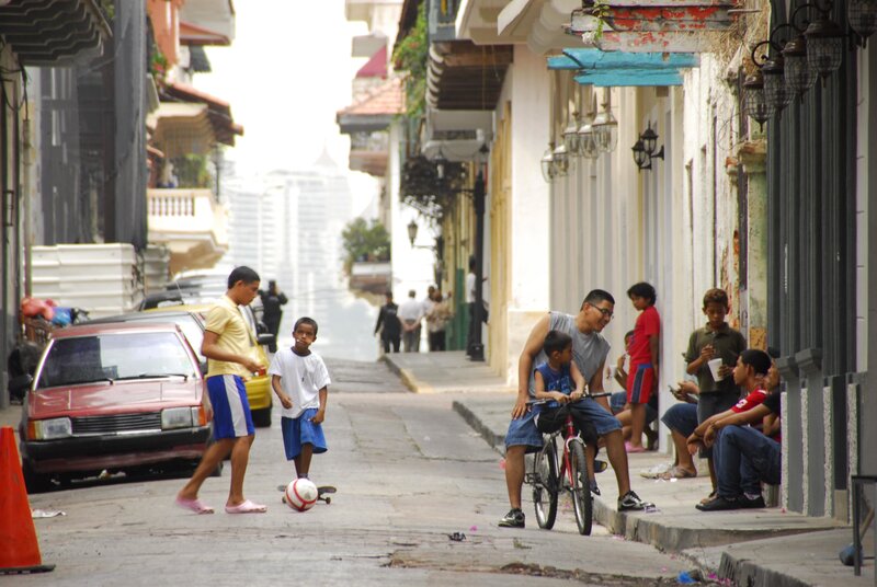 Children Playing on Street — White