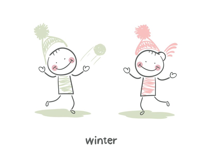 Children Playing Snowballs