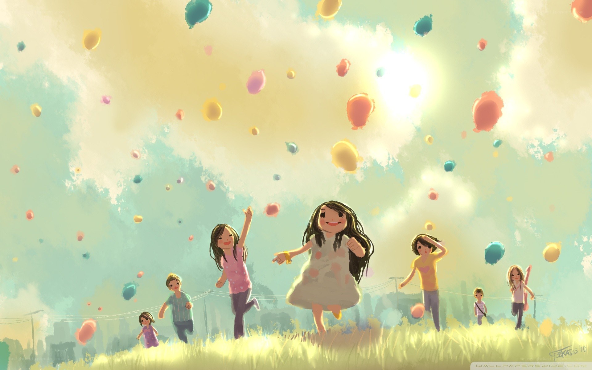 Children playing with balloons