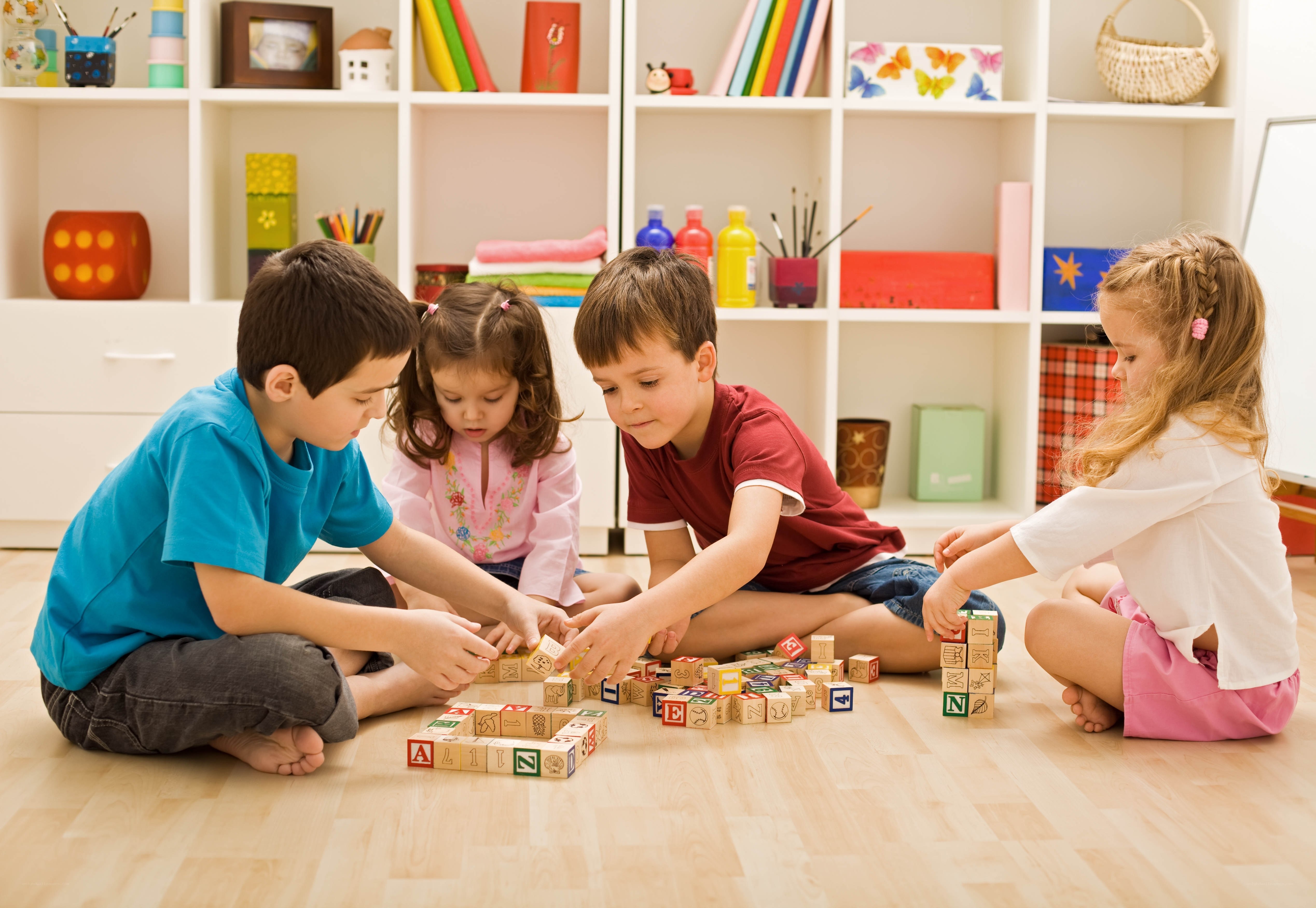children playing with blocks