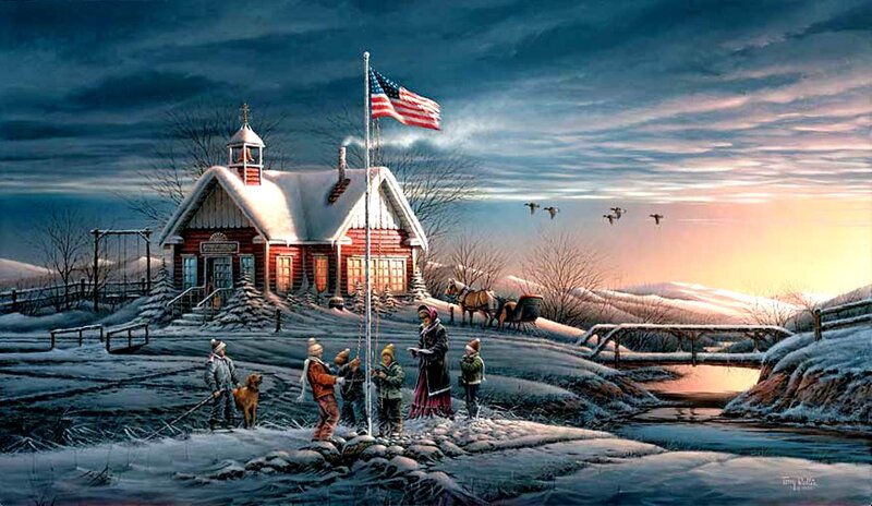 Children Raising Flag — Blue