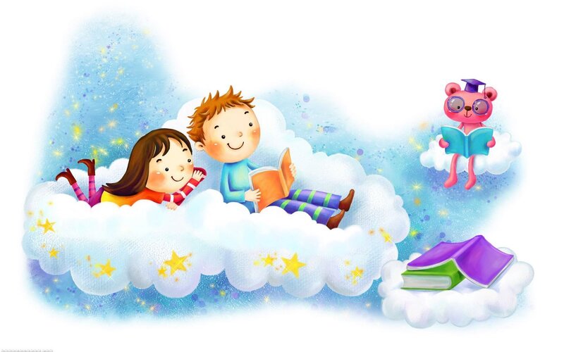 Children reading on a cloud