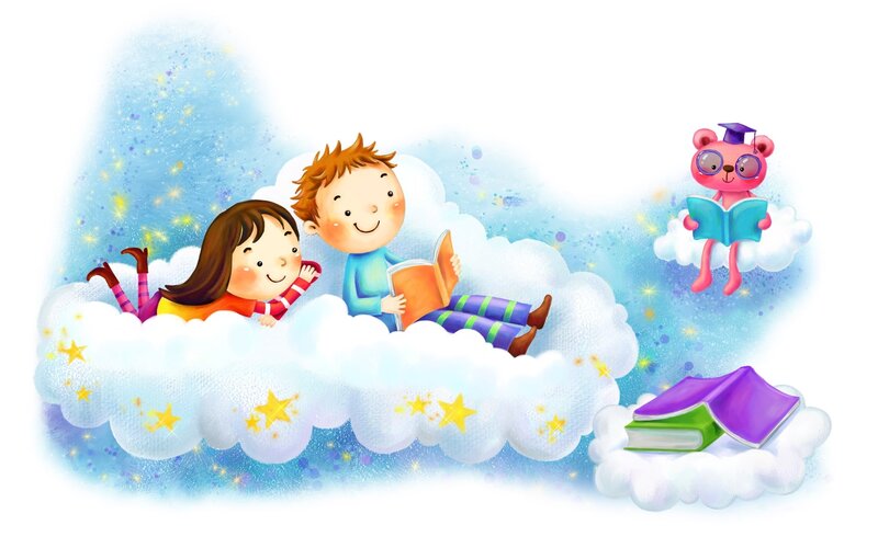Children reading on a cloud