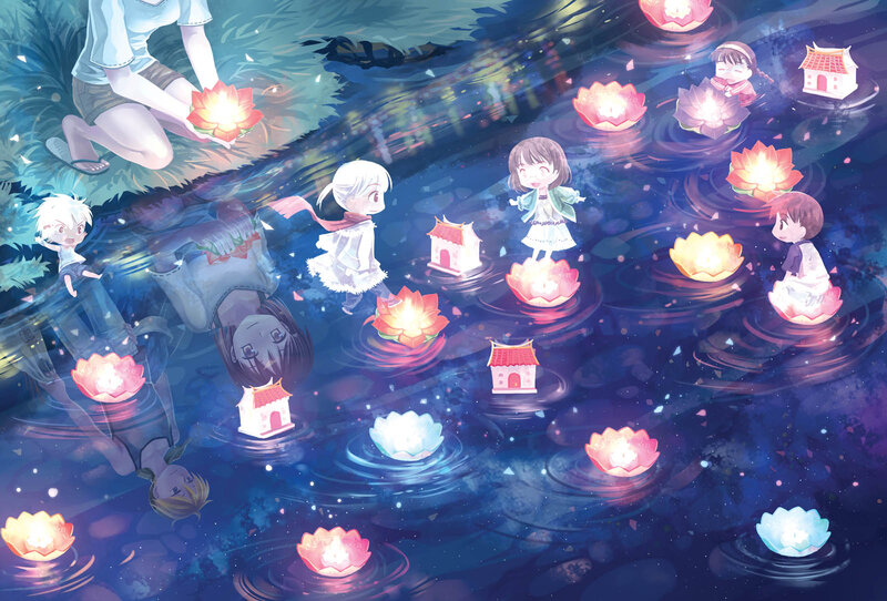 Children Releasing Lanterns