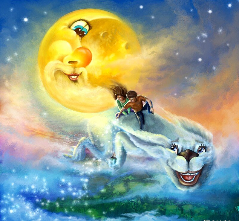 Children Riding a Cloud