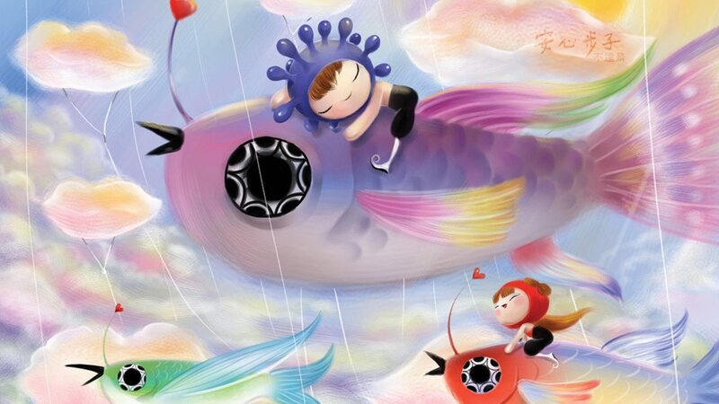 Children Riding Fish