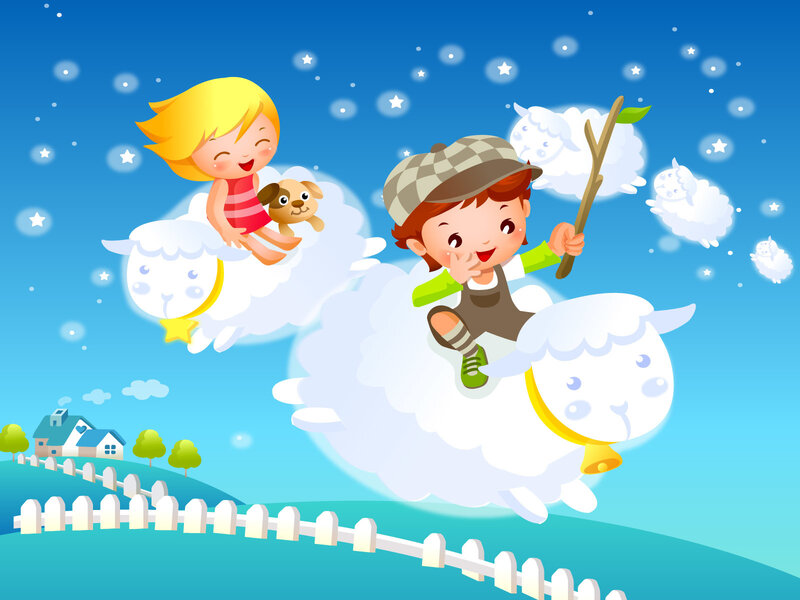 Children Riding Sheep