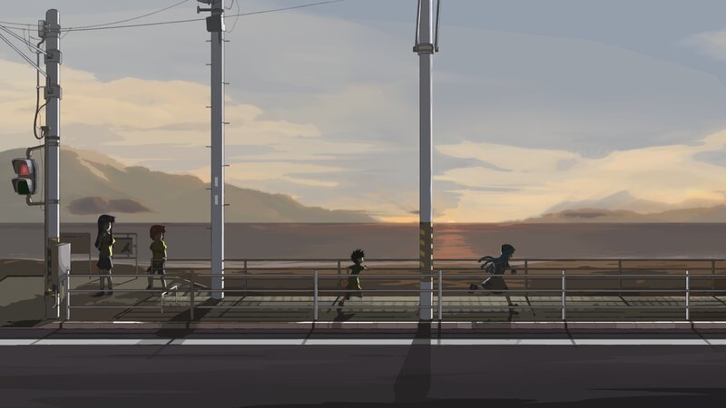 Children Running on Pier