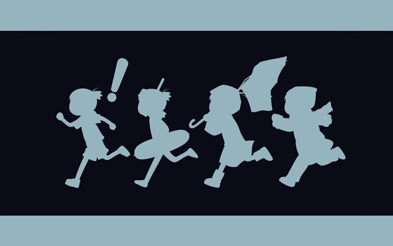 children running silhouettes