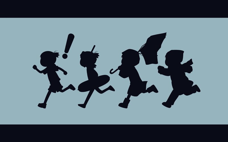 children running silhouettes