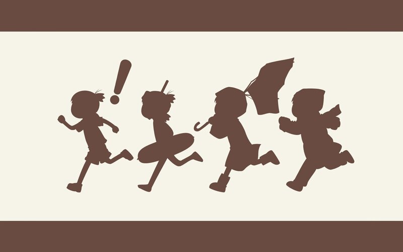 children running silhouettes