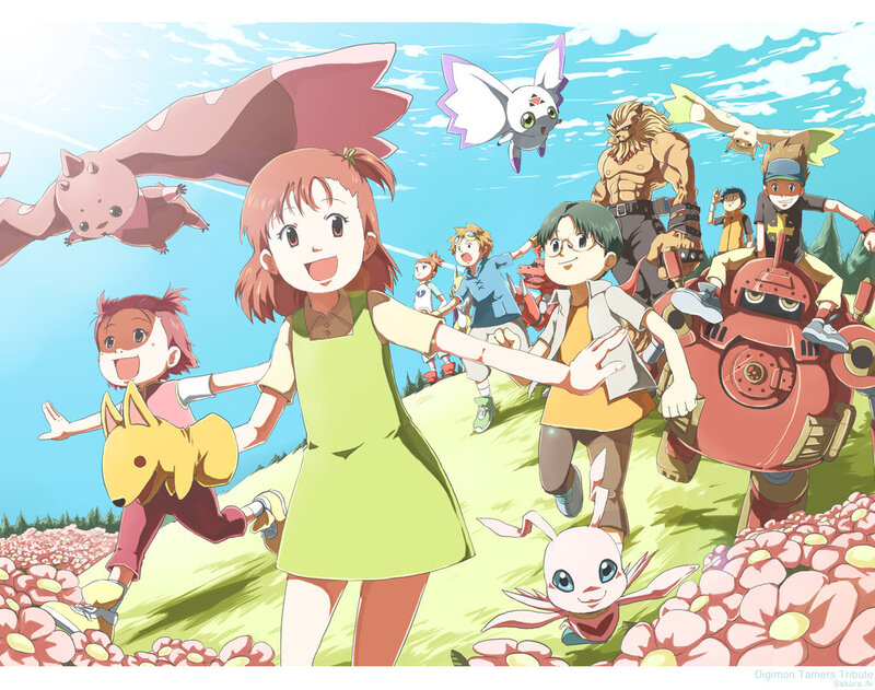 Children Running with Digimon