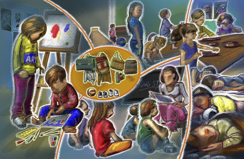 Children's activities collage