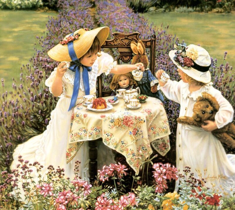 Children's tea party in garden